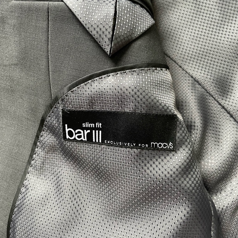 2 piece Bar III charcoal grey wool blend suit 42R - Picture 8 of 16